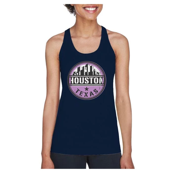 Neon Houston Texas Logo Women's Racerback Tank