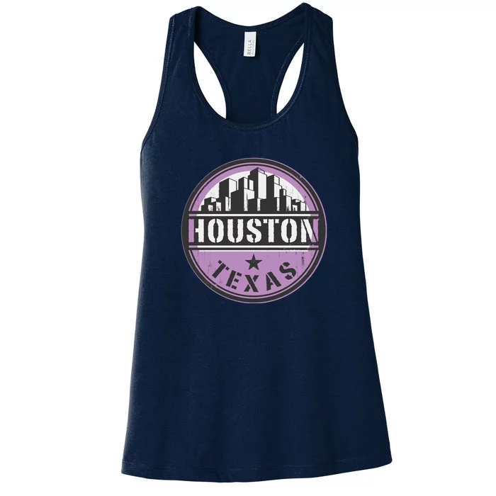 Neon Houston Texas Logo Women's Racerback Tank