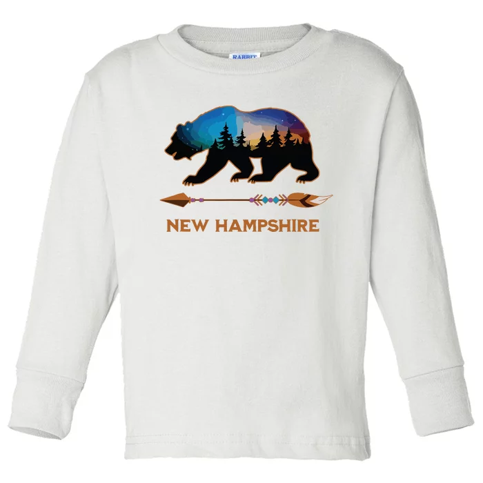 New Hampshire Usa Black Bear Hiking Trails Vacation Souvenir Toddler Long Sleeve Shirt