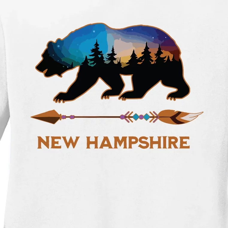 New Hampshire Usa Black Bear Hiking Trails Vacation Souvenir Ladies Long Sleeve Shirt