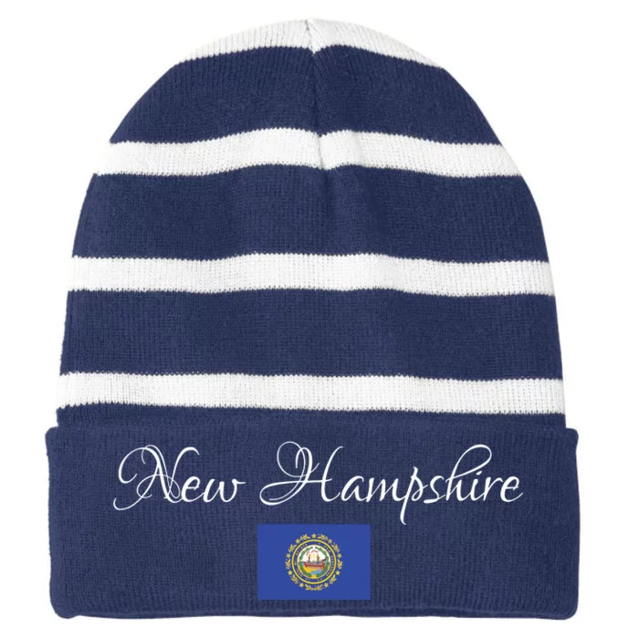 New Hampshire Usa Striped Beanie with Solid Band