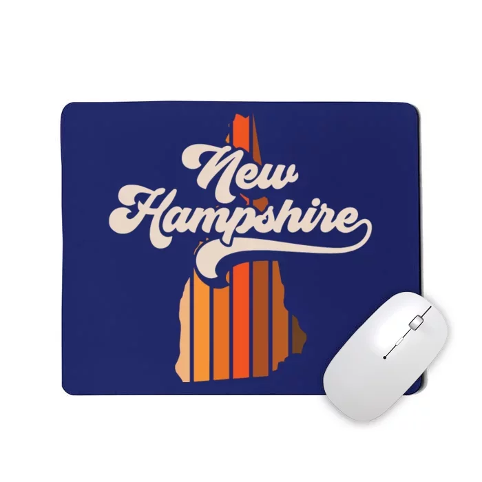 New Hampshire Vintage Retro 70s Stripe State Silhouette Mousepad