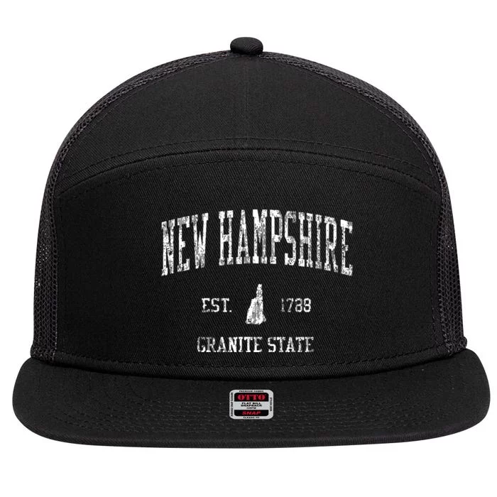 New Hampshire Vintage Sports Design Nh 7 Panel Mesh Trucker Snapback Hat