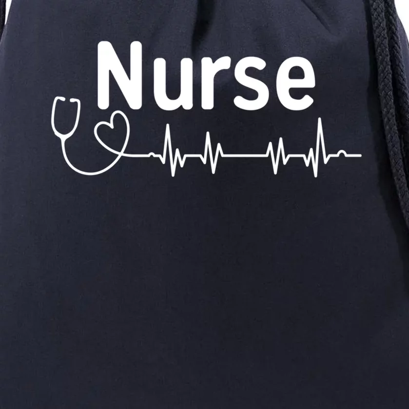 Nurse Heartbeat With Stethoscope Er Nurse Great Gift Drawstring Bag