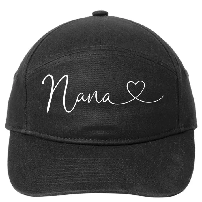 Nana Heart Women Grandma Christmas Mother's Day Birthday Gift 7-Panel Snapback Hat