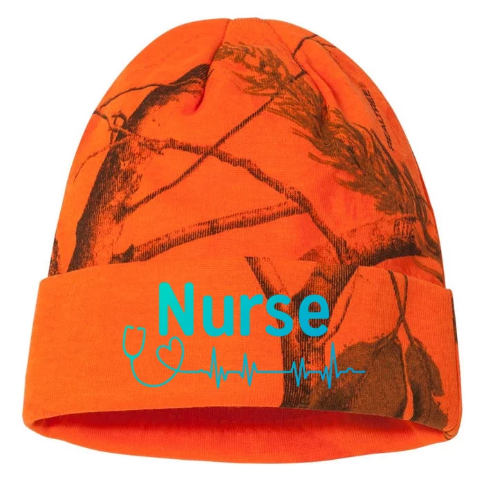 Nurse Heartbeat With Stethoscope Er Nurse Great Gift Kati - 12in Camo Beanie