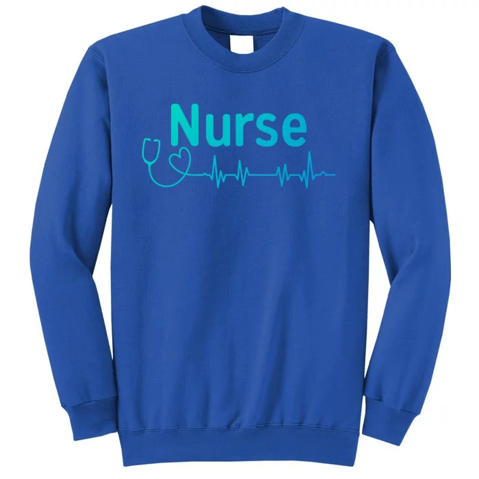 Nurse Heartbeat With Stethoscope Er Nurse Great Gift Tall Sweatshirt