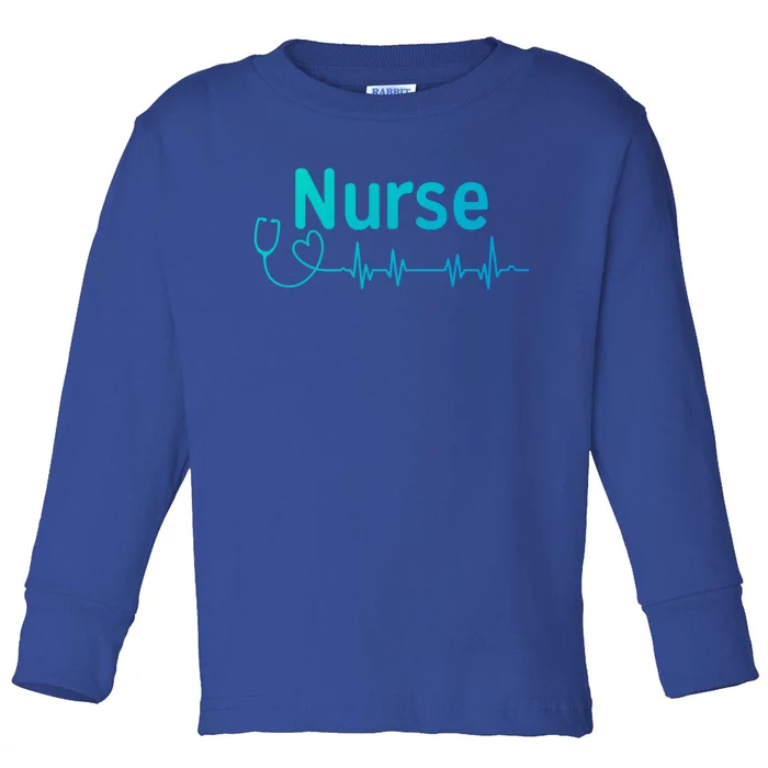 Nurse Heartbeat With Stethoscope Er Nurse Great Gift Toddler Long Sleeve Shirt