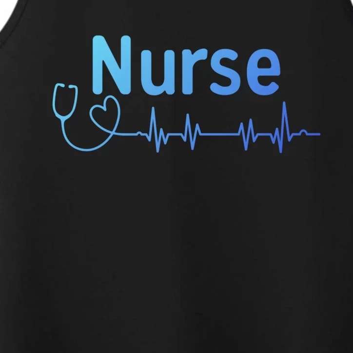 Nurse Heartbeat With Stethoscope Er Nurse Great Gift Performance Tank