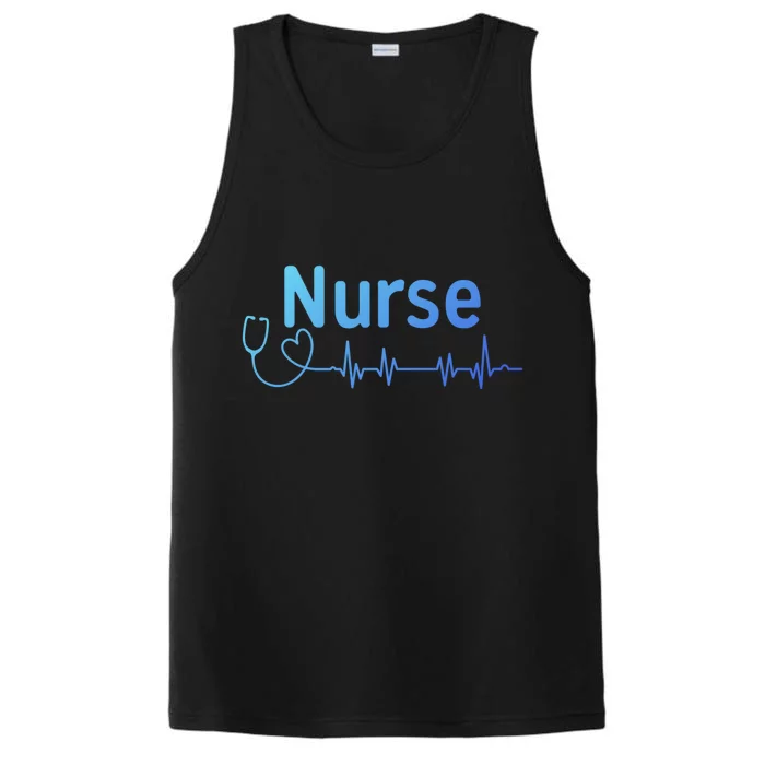 Nurse Heartbeat With Stethoscope Er Nurse Great Gift Performance Tank