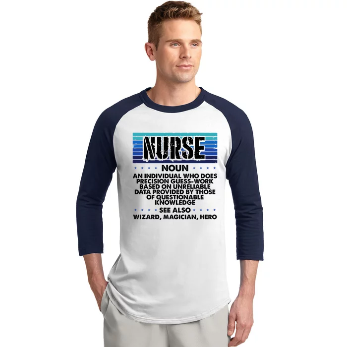 Nurse Humor Wizard Magician Hero Precision Guess Work Nurse Funny Gift Baseball Sleeve Shirt