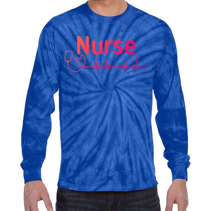 Nurse Heartbeat With Stethoscope Er Nurse Great Gift Tie-Dye Long Sleeve Shirt