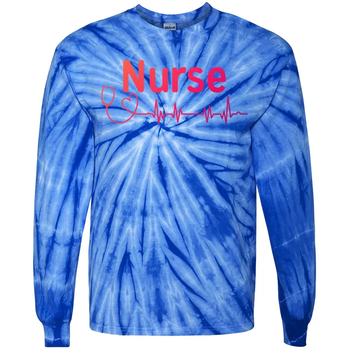 Nurse Heartbeat With Stethoscope Er Nurse Great Gift Tie-Dye Long Sleeve Shirt