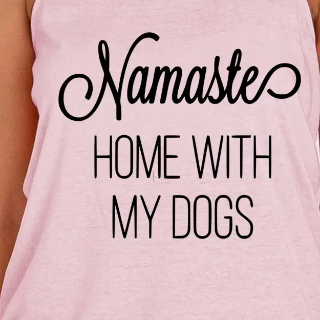 Namaste Home With My Dog Graphic Designed Cool Gift Women's Knotted Racerback Tank