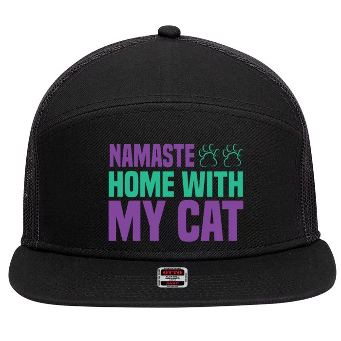 Namaste Home With My Cat 7 Panel Mesh Trucker Snapback Hat