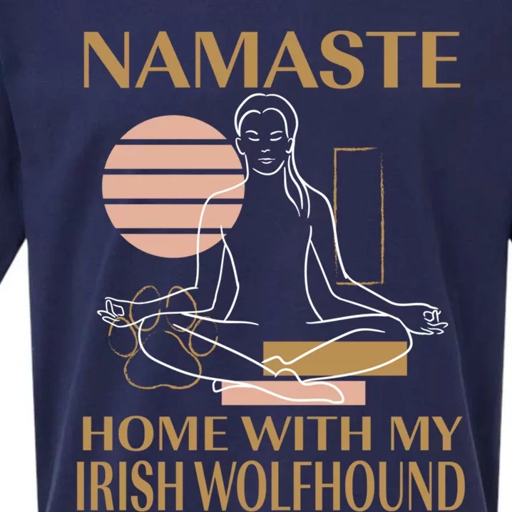 Namaste Home With My Irish Wolfhound Sayings Dog Lover Gift Sueded Cloud Jersey T-Shirt