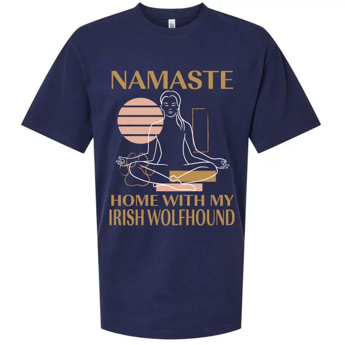 Namaste Home With My Irish Wolfhound Sayings Dog Lover Gift Sueded Cloud Jersey T-Shirt