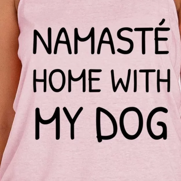 Namaste Home With My Dog Yoga Lover Cute Introvert Dog Funny Gift Women's Knotted Racerback Tank