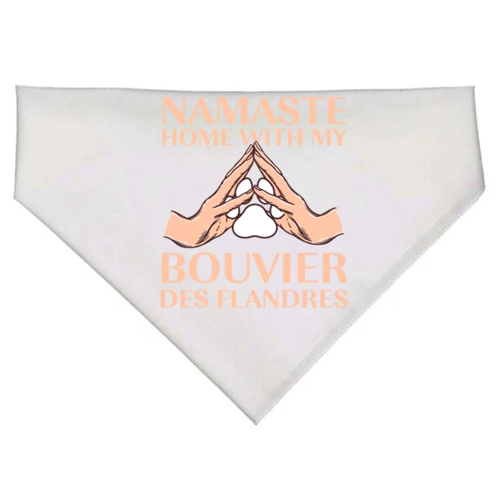 Namaste Home With My Bouviers Des Flandres Dog Lover Gift USA-Made Doggie Bandana