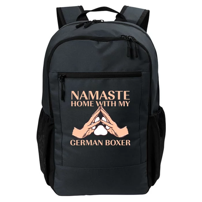 Namaste Home With My Ger Boxer Dog Lover Deutscher Boxer Gift Daily Commute Backpack