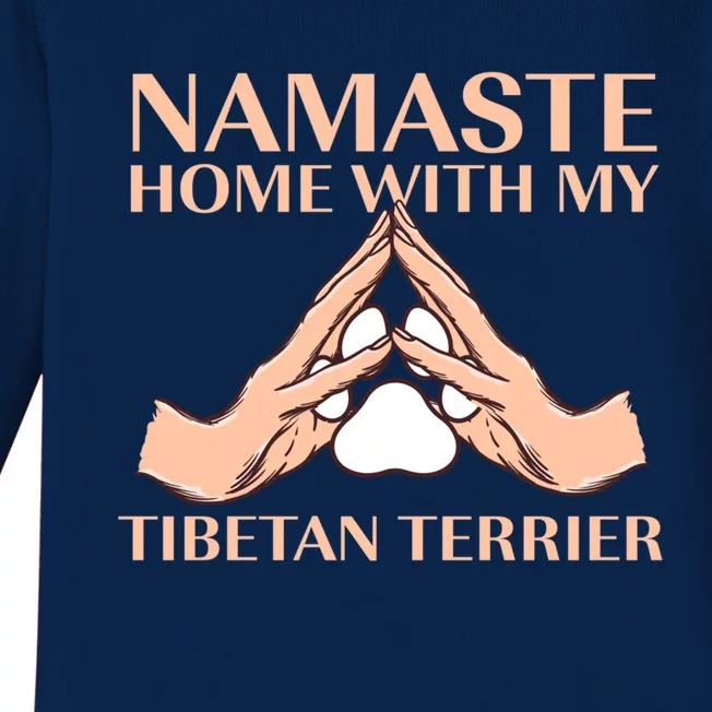 Namaste Home With My Tibetan Terrier Dog Lover Tsang Apso Gift Baby Long Sleeve Bodysuit