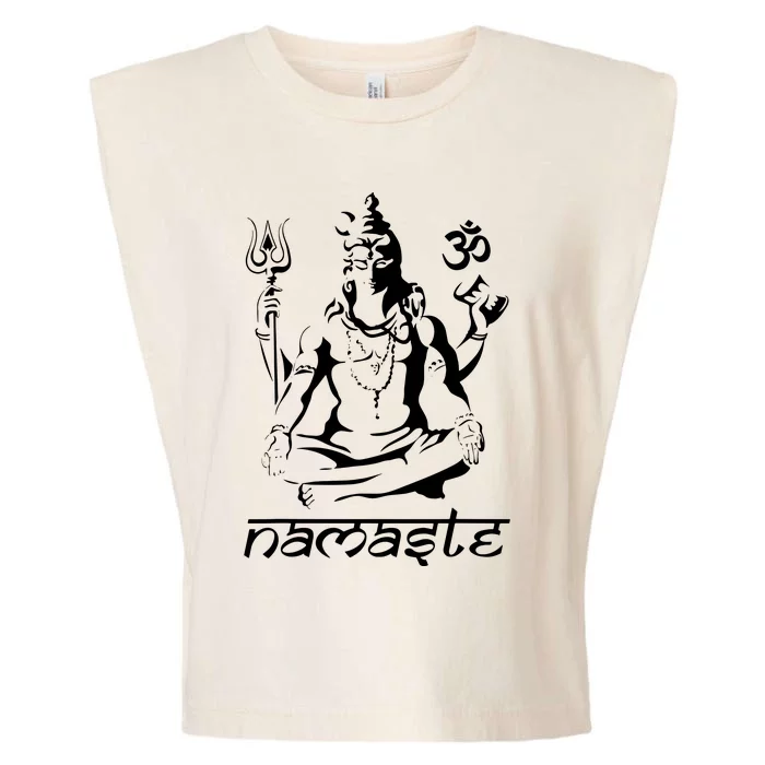 Namaste Hands Yoga Shiva Drawing Cool Meditation Namaste Garment-Dyed Women's Muscle Tee