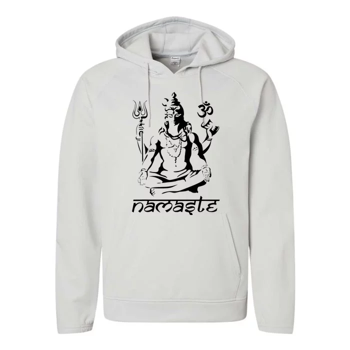 Namaste Hands Yoga Shiva Drawing Cool Meditation Namaste Performance Fleece Hoodie