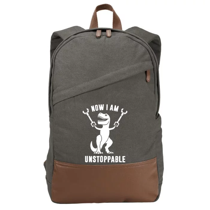 Now I Am Unstoppable Funny TRex Cotton Canvas Backpack