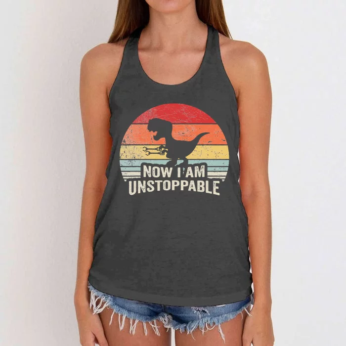 Now I Am Unstoppable Funny Trex Gifts Vintage Women's Knotted Racerback Tank