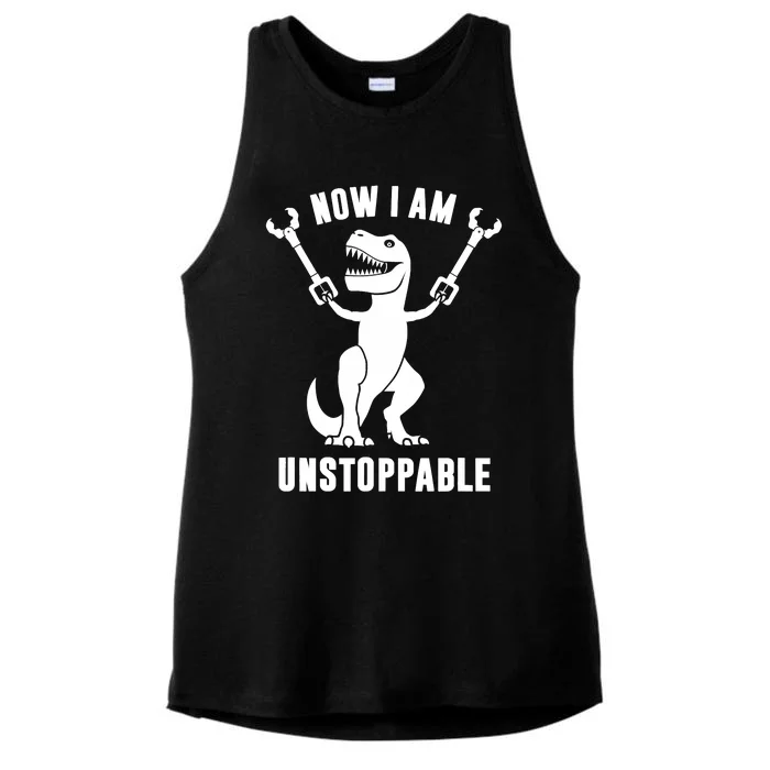 Now I Am Unstoppable Funny TRex Ladies Tri-Blend Wicking Tank