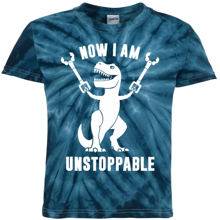 Now I Am Unstoppable Funny TRex Kids Tie-Dye T-Shirt