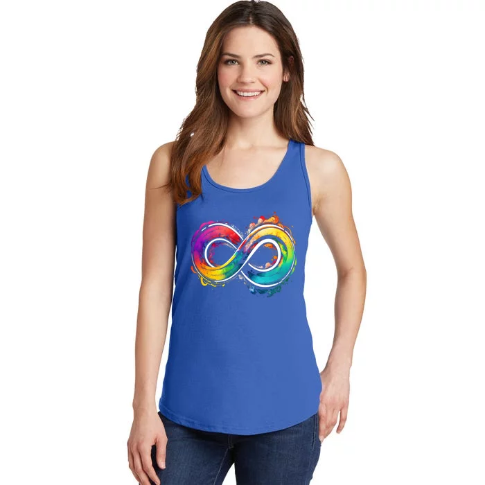 Neurodiversity Infinity Autism Awareness Rainbow Colorful Gift Ladies Essential Tank