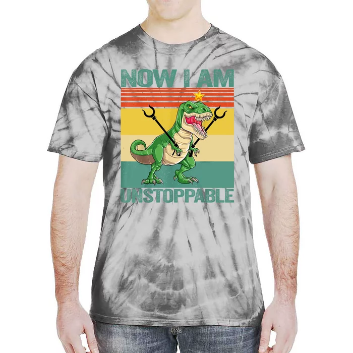 Now I Am Unstoppable TRex Funny Dinosaur Retro Vintage Tie-Dye T-Shirt