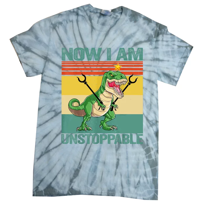 Now I Am Unstoppable TRex Funny Dinosaur Retro Vintage Tie-Dye T-Shirt