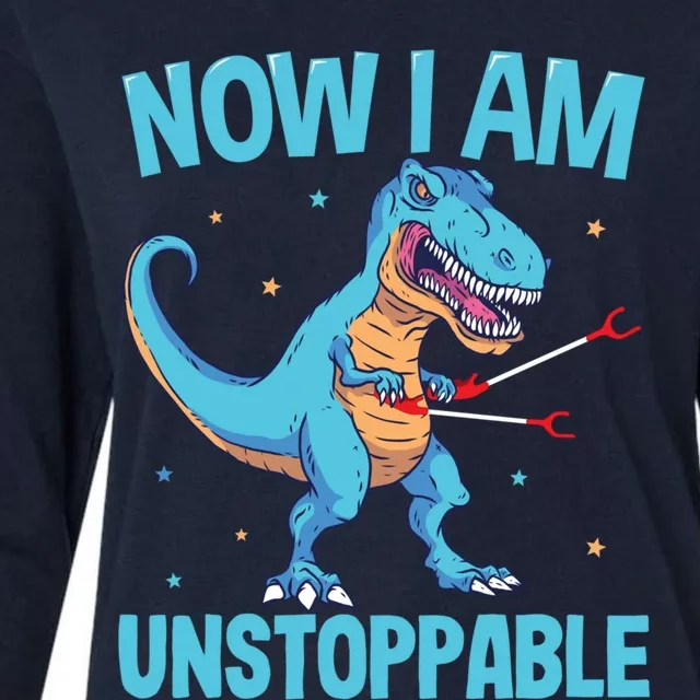 Now I Am Unstoppable Funny Trex Womens Cotton Relaxed Long Sleeve T-Shirt