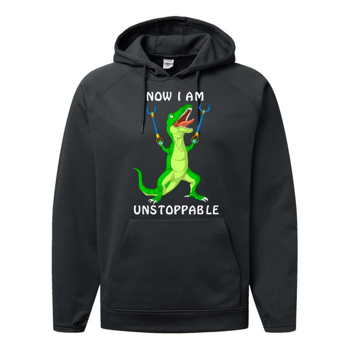 Now I Am Unstoppable Dinosaur Performance Fleece Hoodie