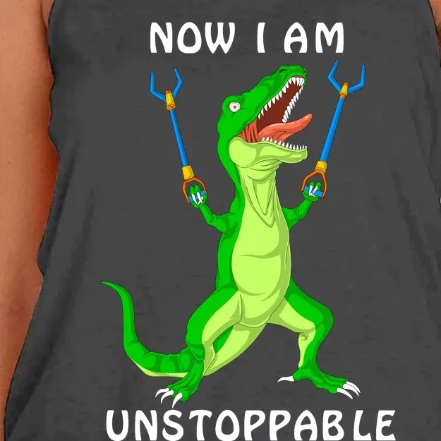 Now I Am Unstoppable Dinosaur Women's Knotted Racerback Tank