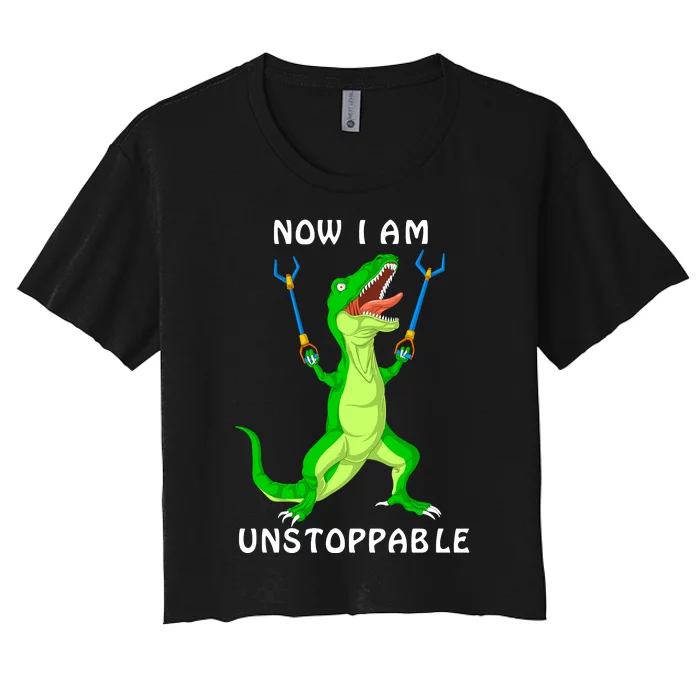 Now I Am Unstoppable Dinosaur Women's Crop Top Tee