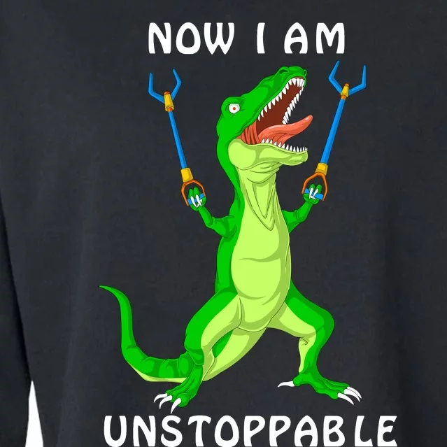 Now I Am Unstoppable Dinosaur Cropped Pullover Crew