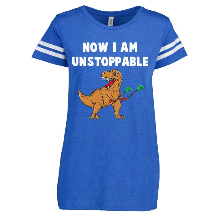 Now I Am Unstoppable Funny TRex Grabber Retro Vintage Enza Ladies Jersey Football T-Shirt