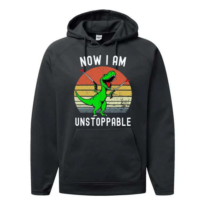 Now I Am Unstoppable Trex Performance Fleece Hoodie