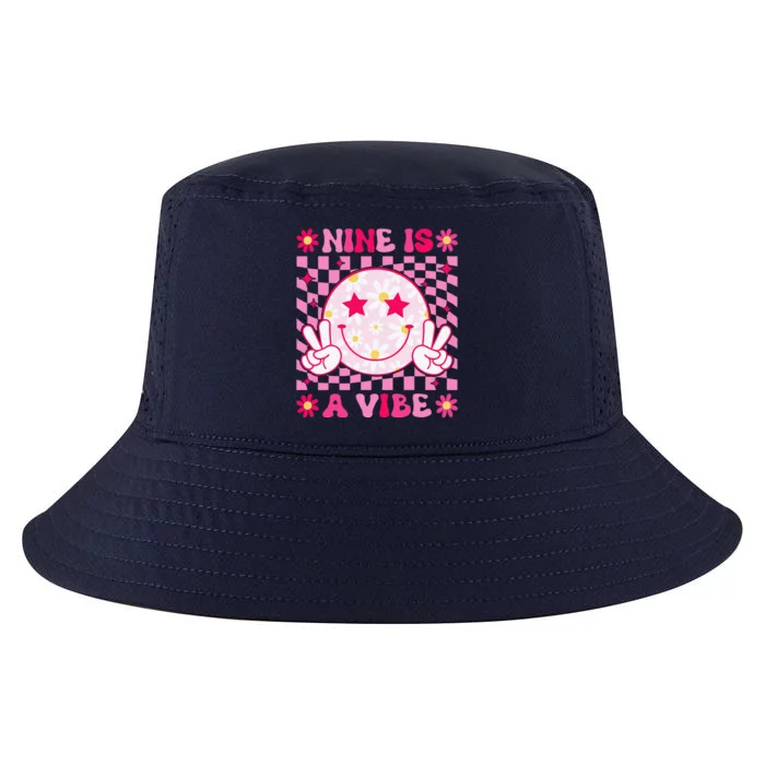 Nine Is A Vibe Birthday Groovy 9 Year Old Girl 9th Birthday Cool Comfort Performance Bucket Hat