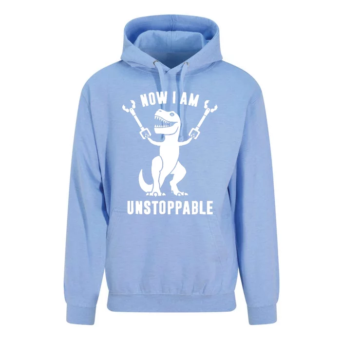 Now I Am Unstoppable Funny T Rex Unisex Surf Hoodie