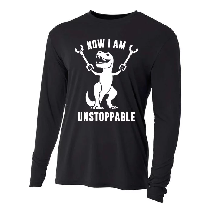 Now I Am Unstoppable Funny TRex Cooling Performance Long Sleeve Crew