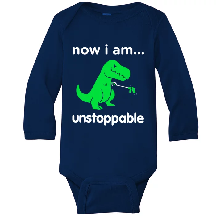 Now I Am Unstoppable Trex Funny Grabber Dinosaur Claws Gift Baby Long Sleeve Bodysuit