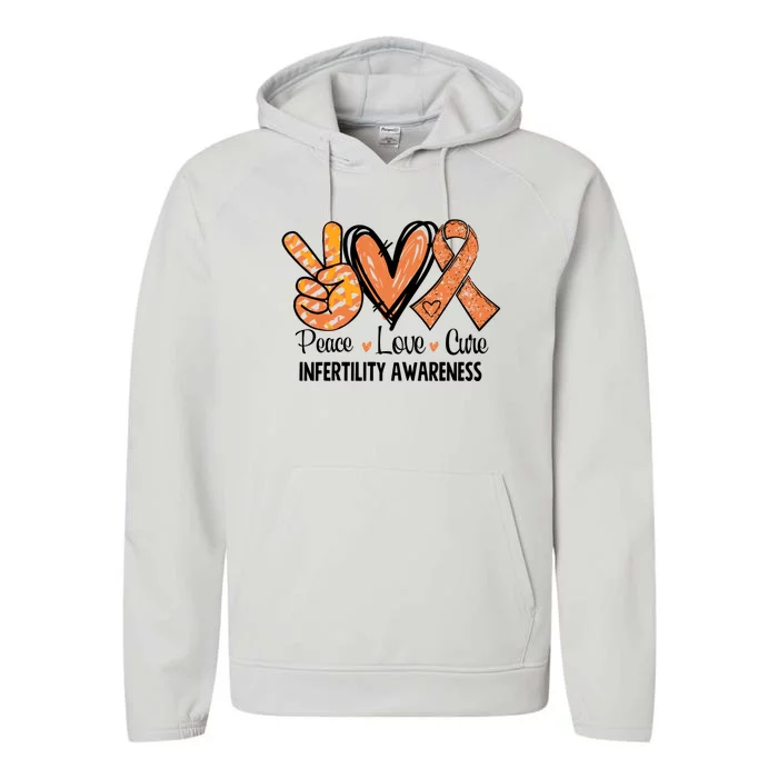 National Infertility Awareness Week Peace Love Cure Gift Performance Fleece Hoodie