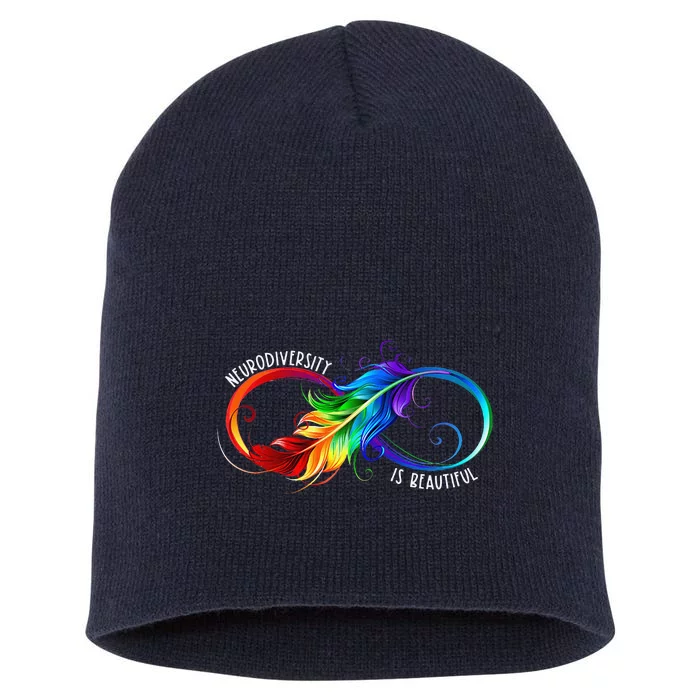 Neurodiversity Is Beautiful Infinity Autism Awareness Month Gift Short Acrylic Beanie