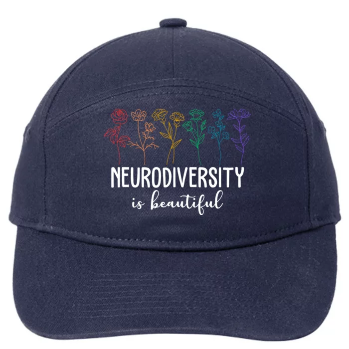 Neurodiversity Is Beautiful Colorful Flowers 7-Panel Snapback Hat