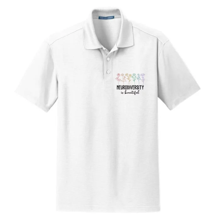 Neurodiversity Is Beautiful Colorful Flowers Dry Zone Grid Performance Polo