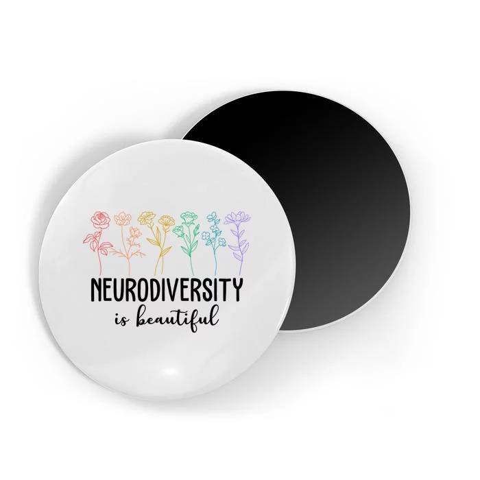 Neurodiversity Is Beautiful Colorful Flowers Magnet